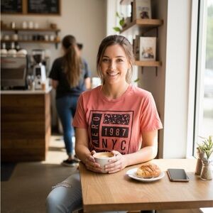 Aeropostale Coral Graphic Tee